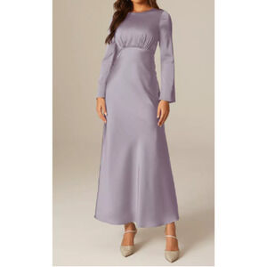 AW BRIDAL 8 M purple haze satin Ginevra bridesmaid party maxi dress NEW B149